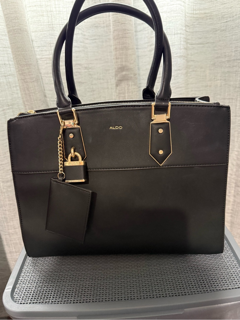 ALDO Black Satchel with Gold Hardware